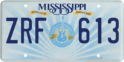 MS license plate ZRF613
