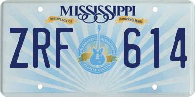 MS license plate ZRF614
