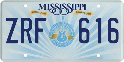 MS license plate ZRF616