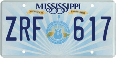 MS license plate ZRF617