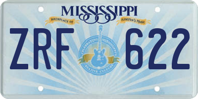MS license plate ZRF622