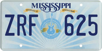 MS license plate ZRF625