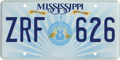 MS license plate ZRF626