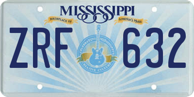 MS license plate ZRF632