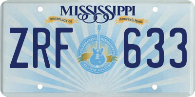 MS license plate ZRF633