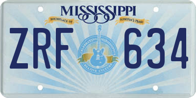 MS license plate ZRF634