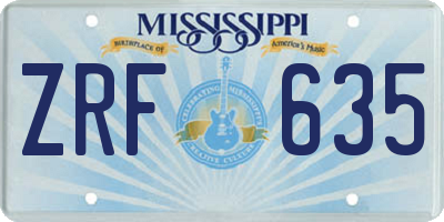 MS license plate ZRF635