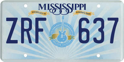 MS license plate ZRF637