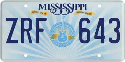 MS license plate ZRF643