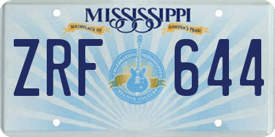 MS license plate ZRF644