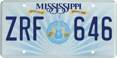 MS license plate ZRF646
