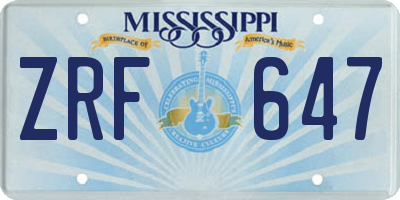 MS license plate ZRF647