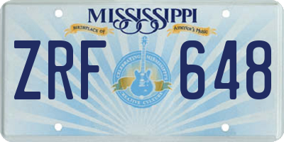 MS license plate ZRF648
