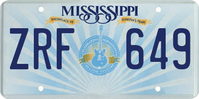 MS license plate ZRF649