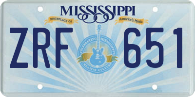 MS license plate ZRF651