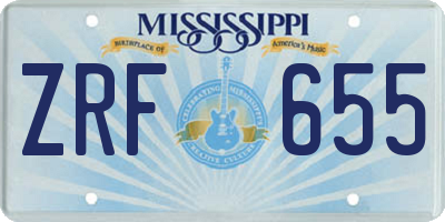 MS license plate ZRF655
