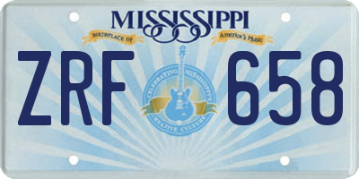 MS license plate ZRF658