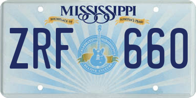MS license plate ZRF660