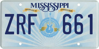 MS license plate ZRF661