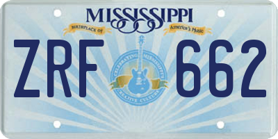 MS license plate ZRF662