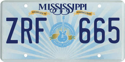 MS license plate ZRF665
