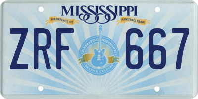 MS license plate ZRF667