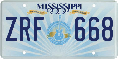 MS license plate ZRF668
