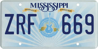 MS license plate ZRF669