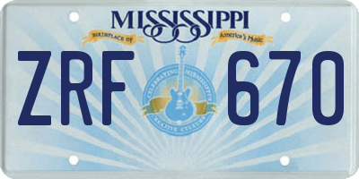 MS license plate ZRF670