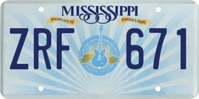 MS license plate ZRF671