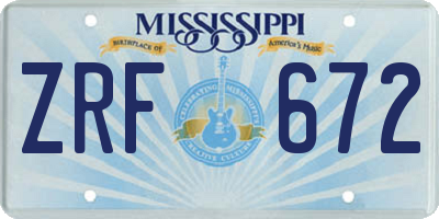 MS license plate ZRF672