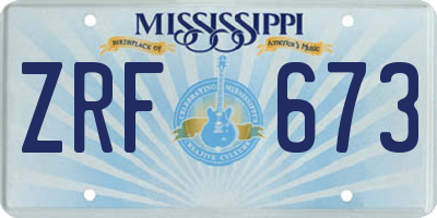 MS license plate ZRF673