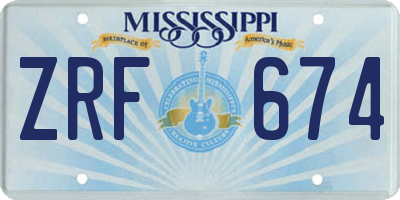 MS license plate ZRF674