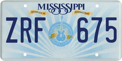 MS license plate ZRF675