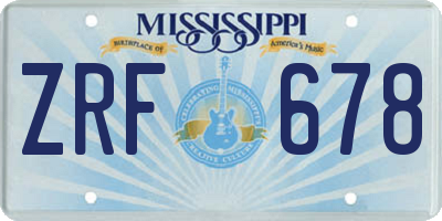 MS license plate ZRF678