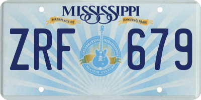 MS license plate ZRF679