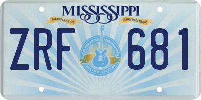 MS license plate ZRF681
