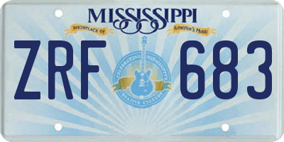 MS license plate ZRF683