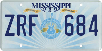 MS license plate ZRF684