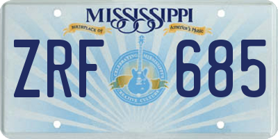 MS license plate ZRF685