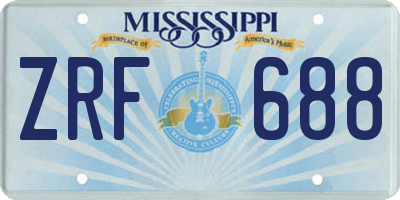 MS license plate ZRF688