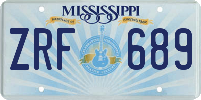MS license plate ZRF689