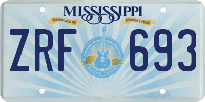 MS license plate ZRF693