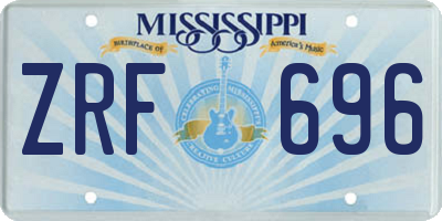 MS license plate ZRF696