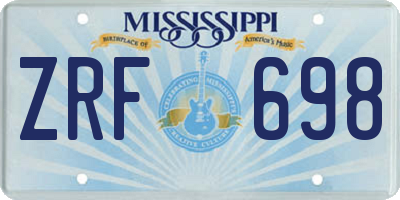 MS license plate ZRF698