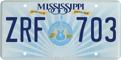 MS license plate ZRF703