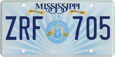 MS license plate ZRF705