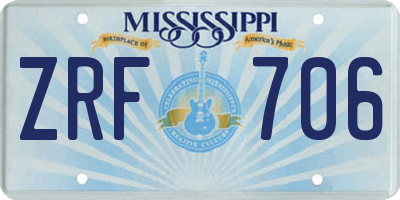 MS license plate ZRF706