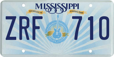 MS license plate ZRF710