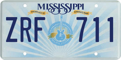 MS license plate ZRF711
